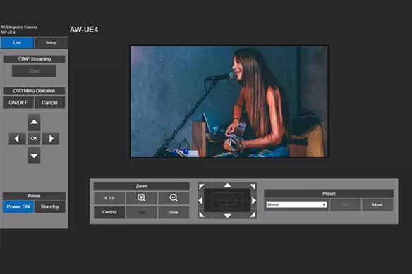 aw-ue4 web control browser interface IP network camera control presets settings panasonic UE4 POV PTZ camera he2 live streaming