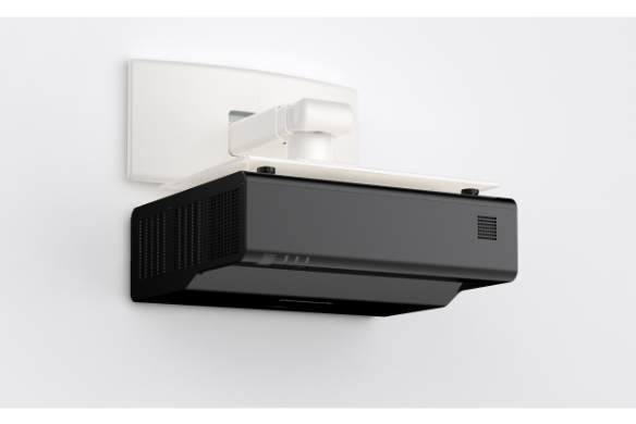 PT-CMZ50 black ultra short throw projector on a wall mount