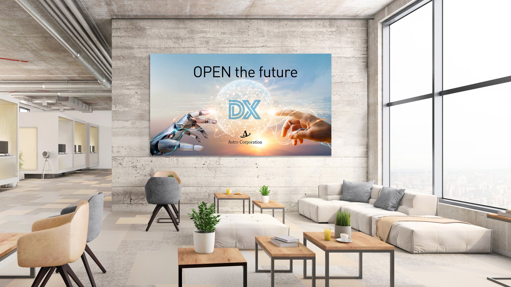 DvLED placed in office lobby entrance