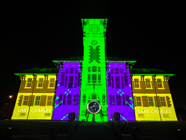 Mardi Gras at Lake Charles projection mapping