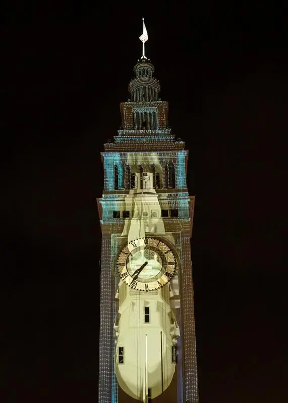 San Francisco's Ferry building get a glow-up for the holiday projection festival. 