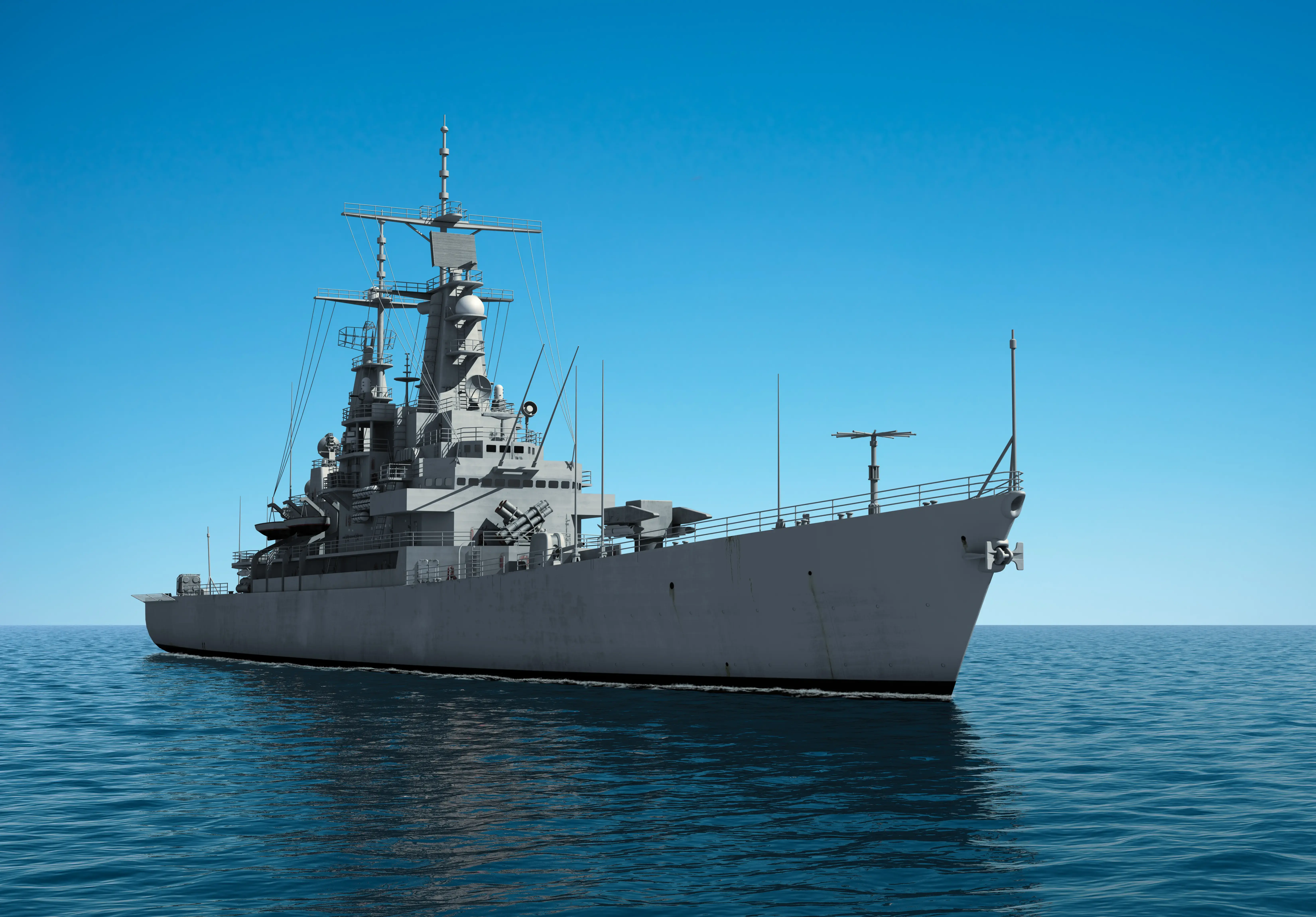 American Modern Warship In The High Seas