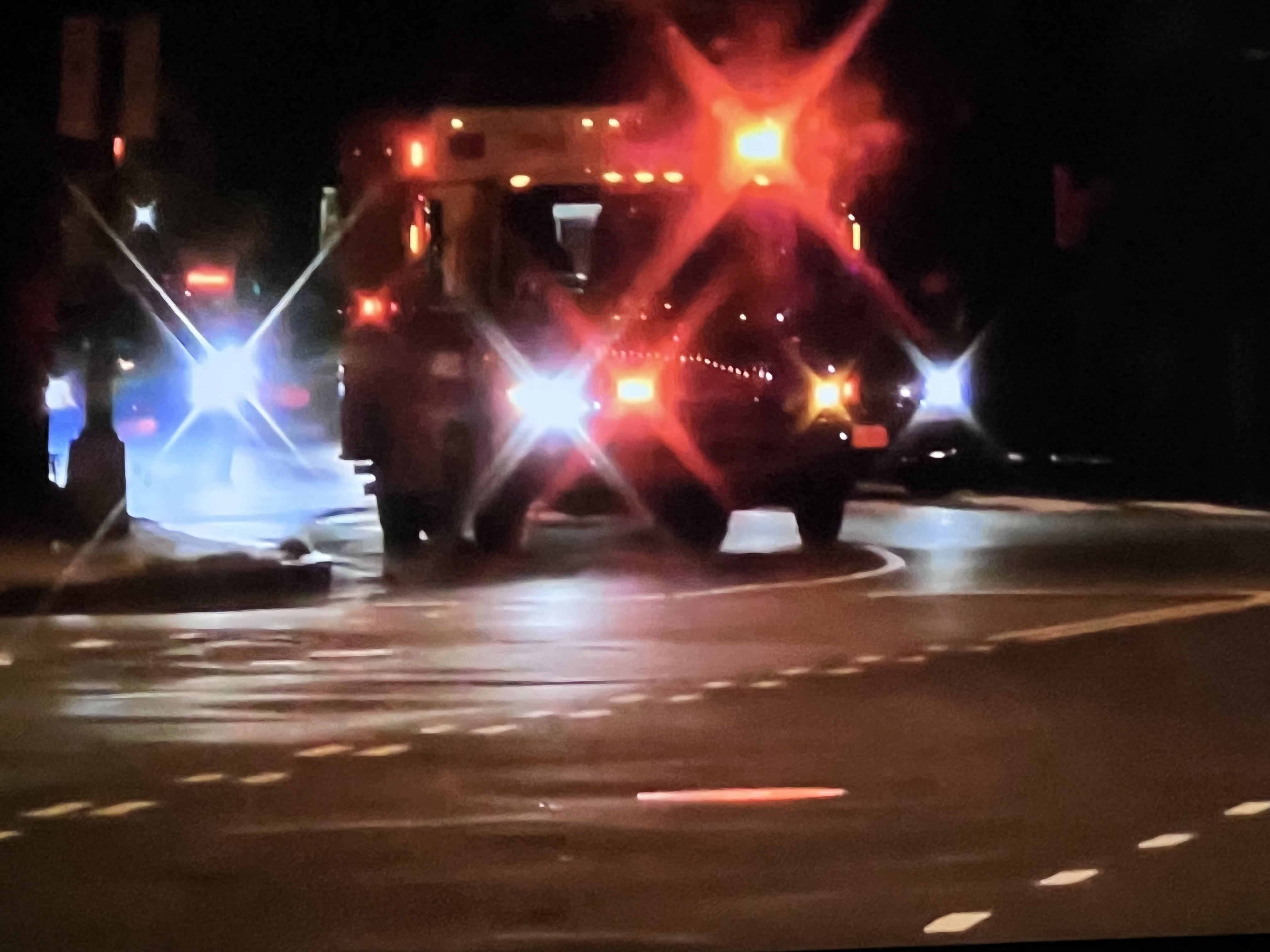 rescue vehicle in action in the night